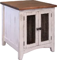 Pueblo Rustic White End Table