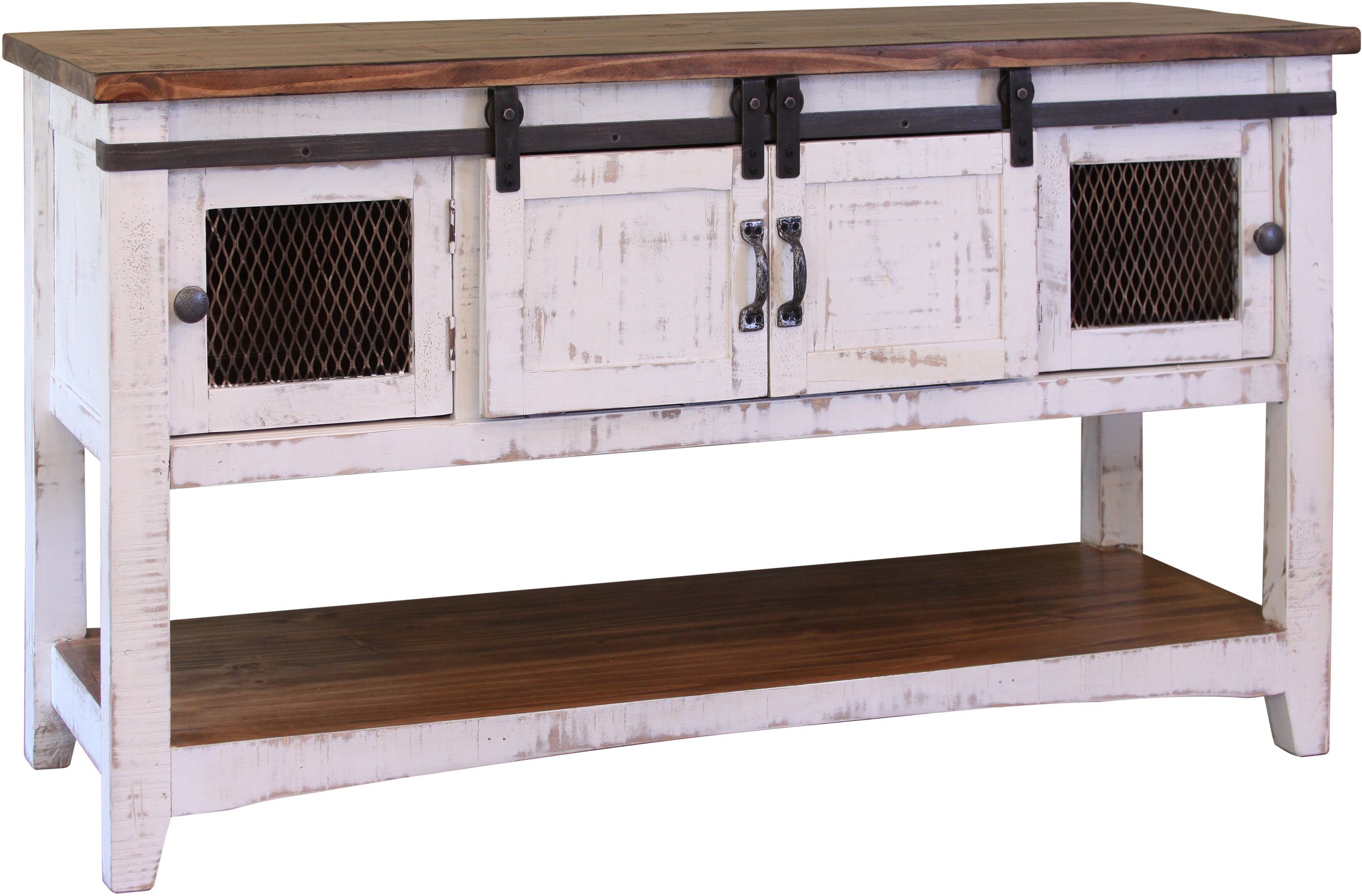 Pueblo Rustic White Console Table-1