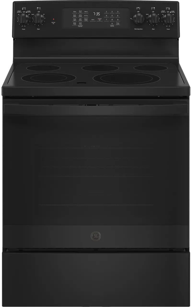 JB735DPBB GE 30 Inch Electric Range with Convection and Air Fry - 5.3 cu. ft. Black-1