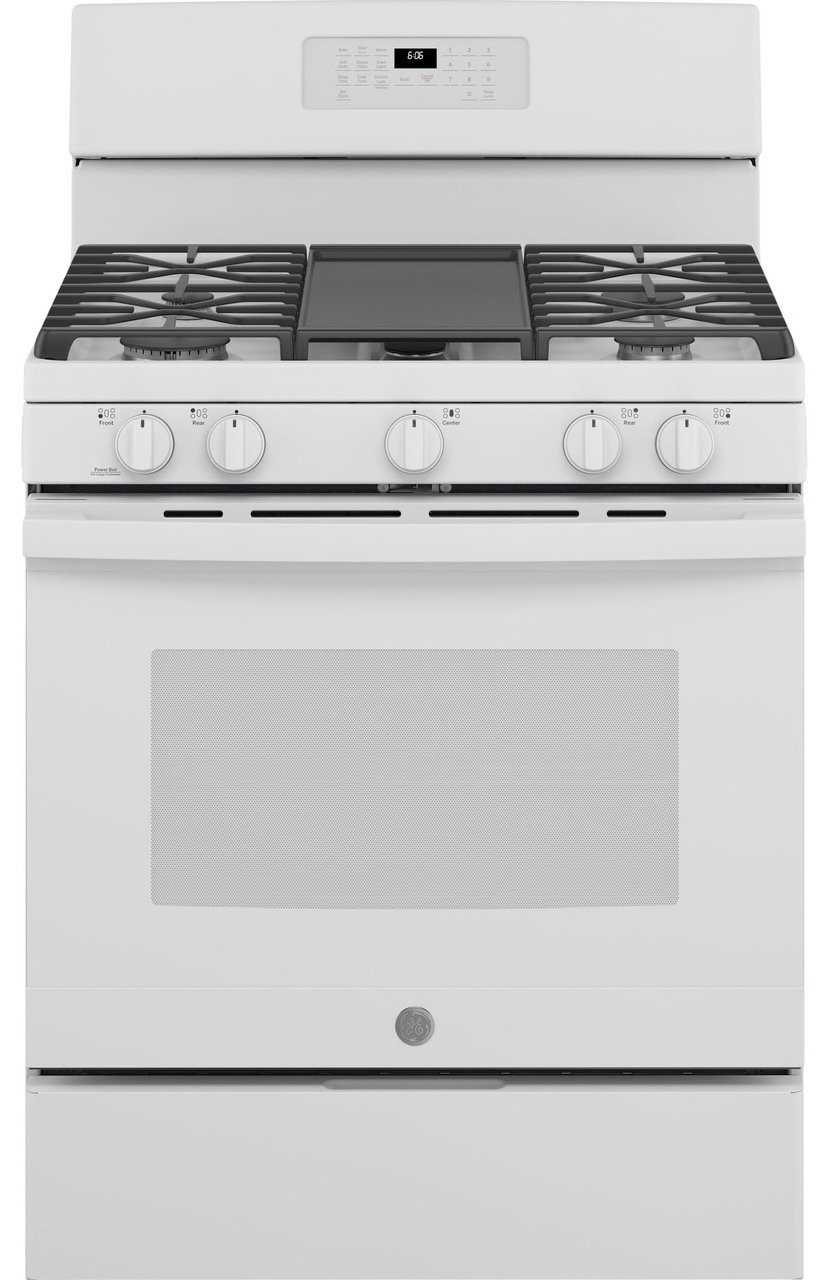 JGB660DPWW GE 30 Inch Gas Range with Griddle - 5 cu. ft., White-2