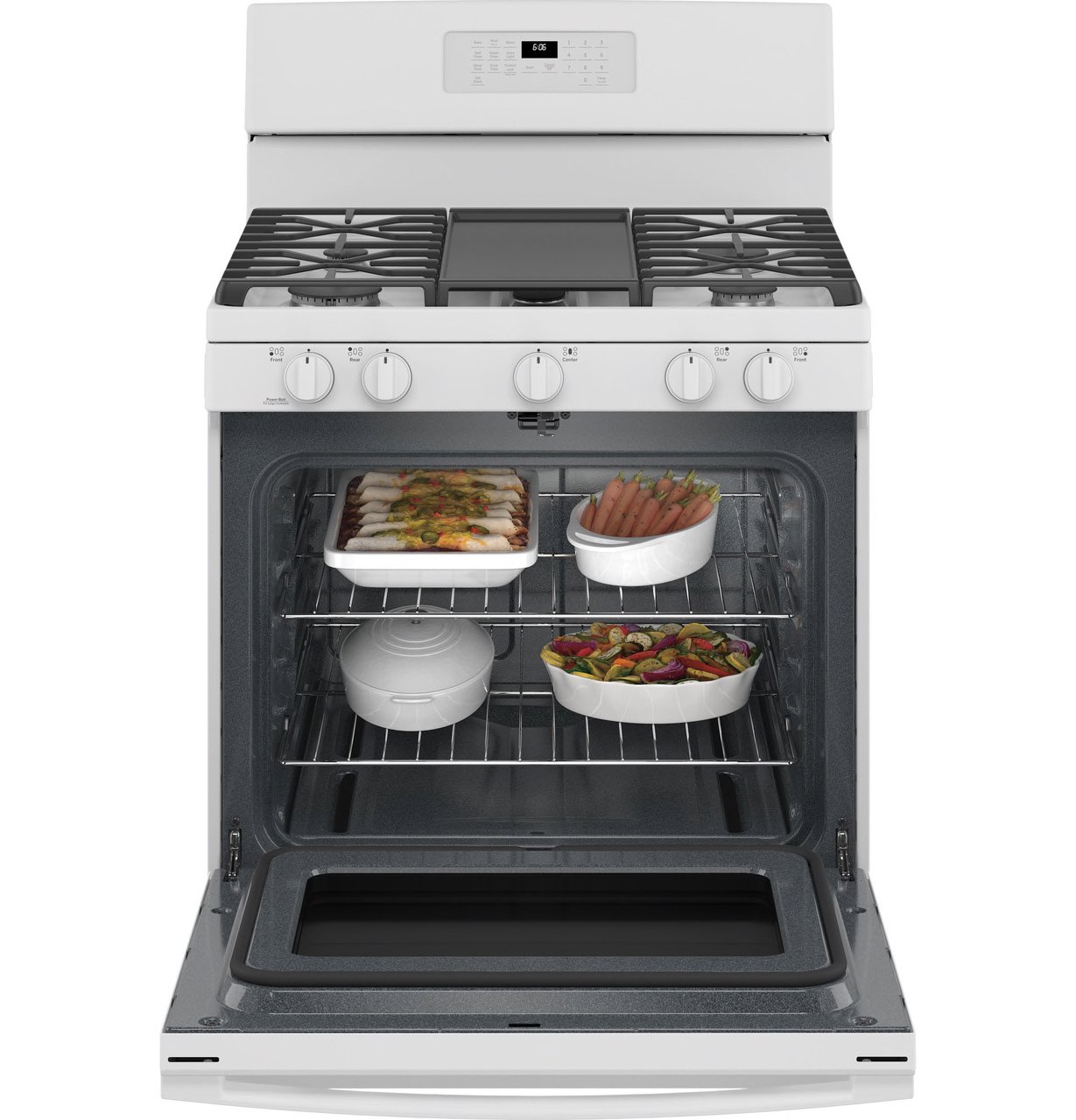 JGB660DPWW GE 30 Inch Gas Range with Griddle - 5 cu. ft., White-4