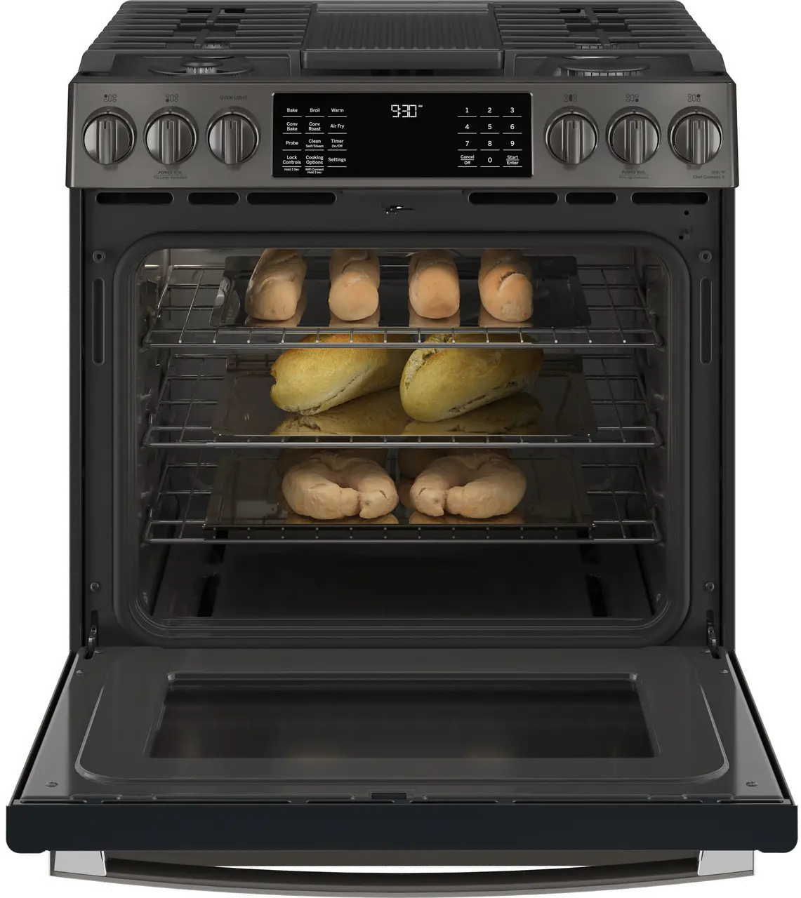 PGS930BPTS GE Profile 30 Inch Slide In Smart Gas Range with Convection - 5.3 cu. ft. Black Stainless Steel-2