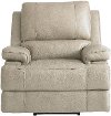 Flax Beige Leather Power Recliner - Parker