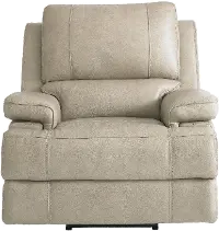 Parker Flax Beige Leather Power Recliner