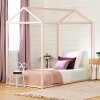 12517 Twin Pink Wooden House Bed- Sweedi
