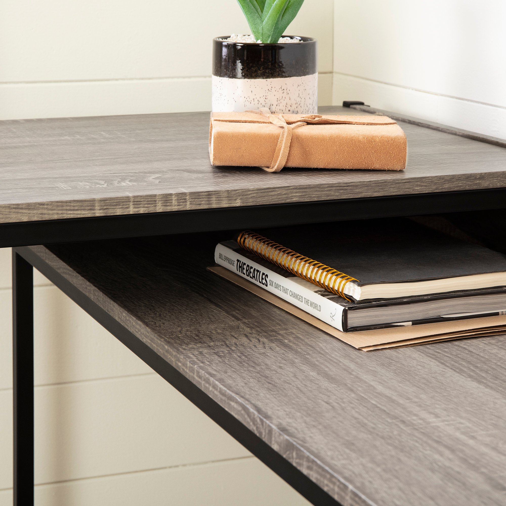 12799 Evane Oak Camel L-Shaped Desk-2