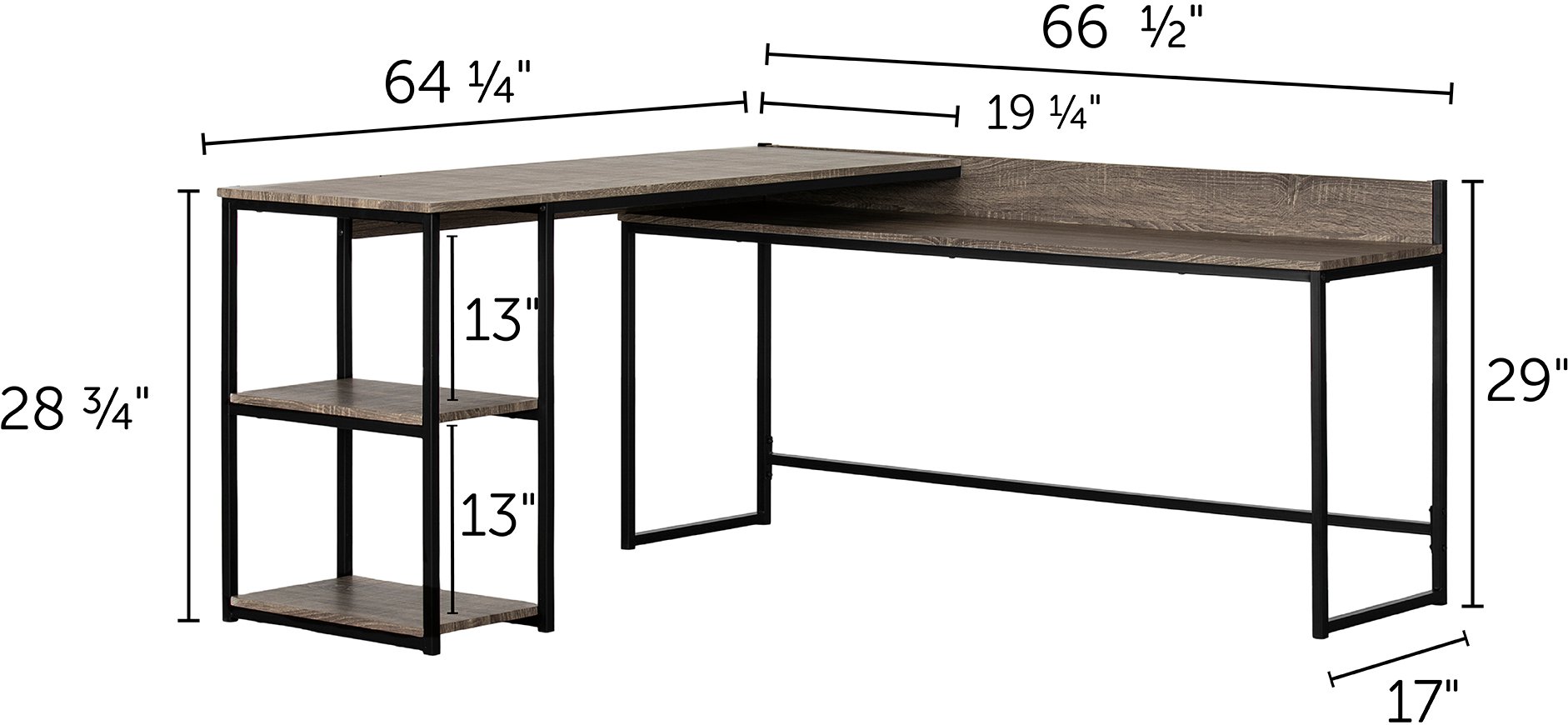 12799 Evane Oak Camel L-Shaped Desk-8