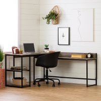 12799 Oak Camel L-Shaped Desk - Evane