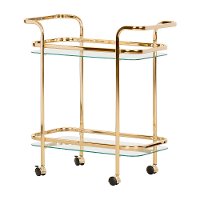 12879 Gold Glass Bar Cart- Maliza