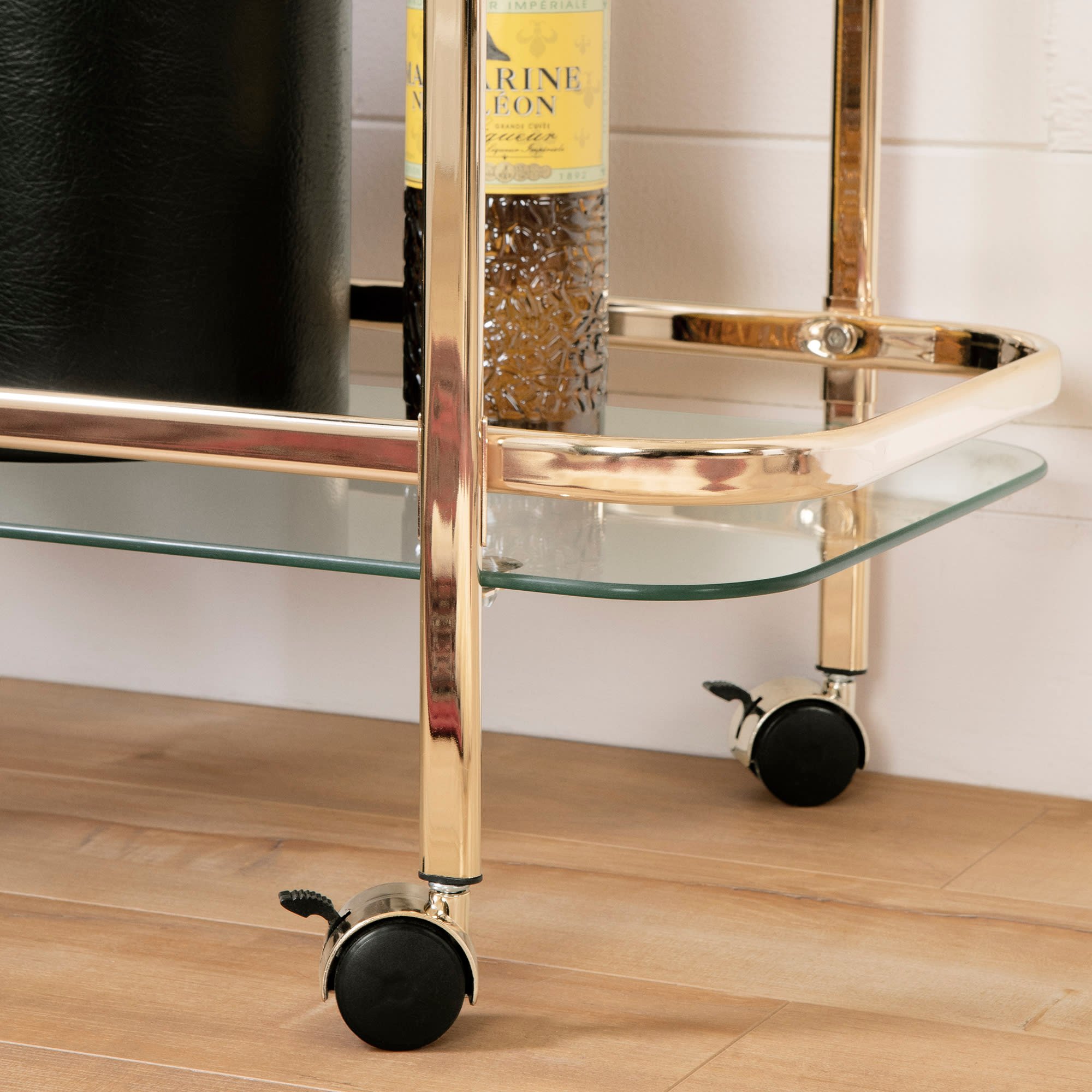 12879 Gold Glass Bar Cart- Maliza-3