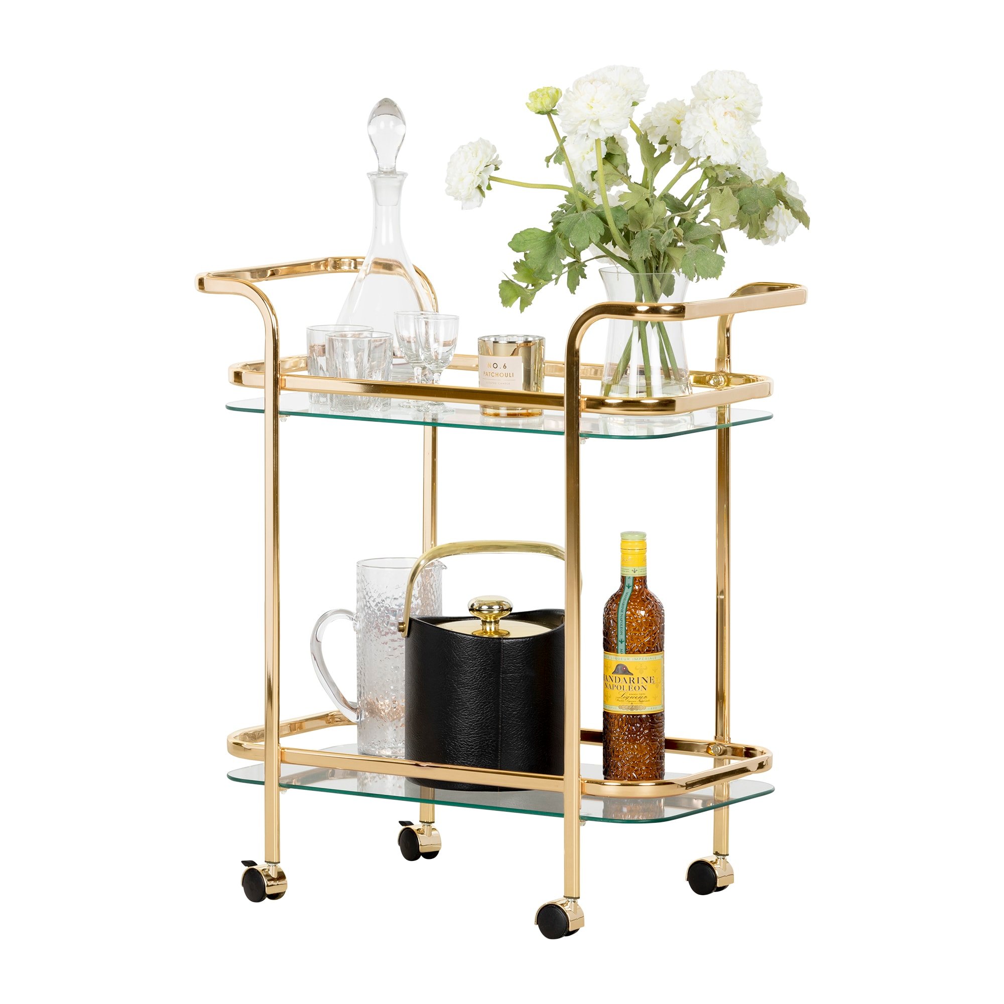 12879 Gold Glass Bar Cart- Maliza-6