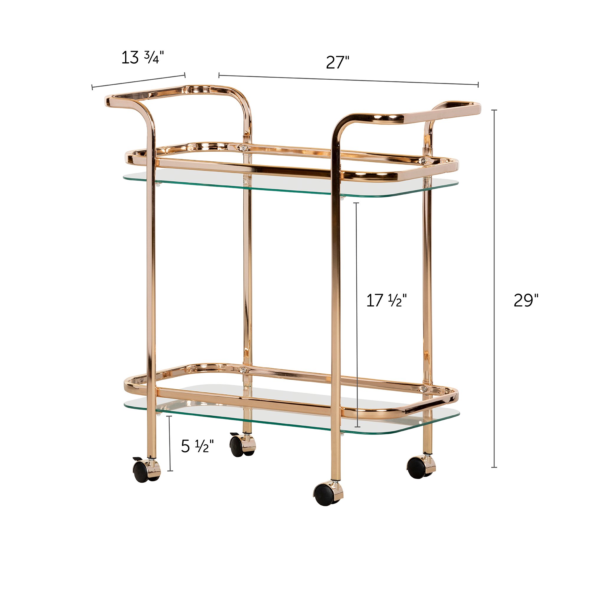 12879 Gold Glass Bar Cart- Maliza-7