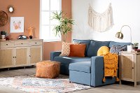 13054 Blue Sofa-Bed With Storage - Live-it Cozy
