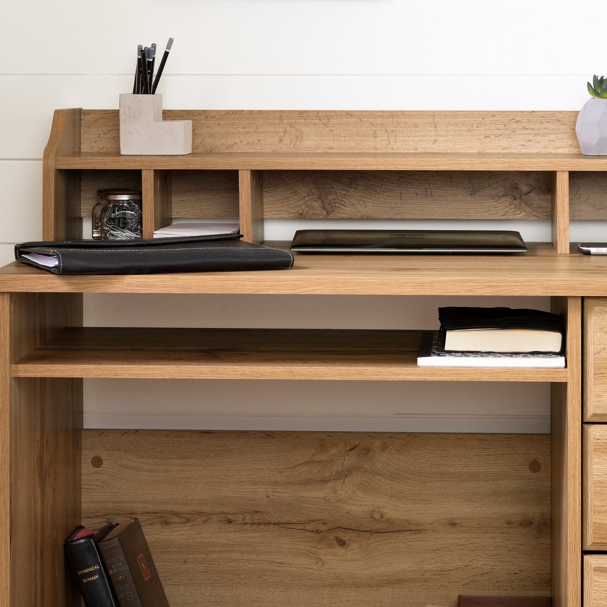 13120 Versa Oak Desk with Hutch-2