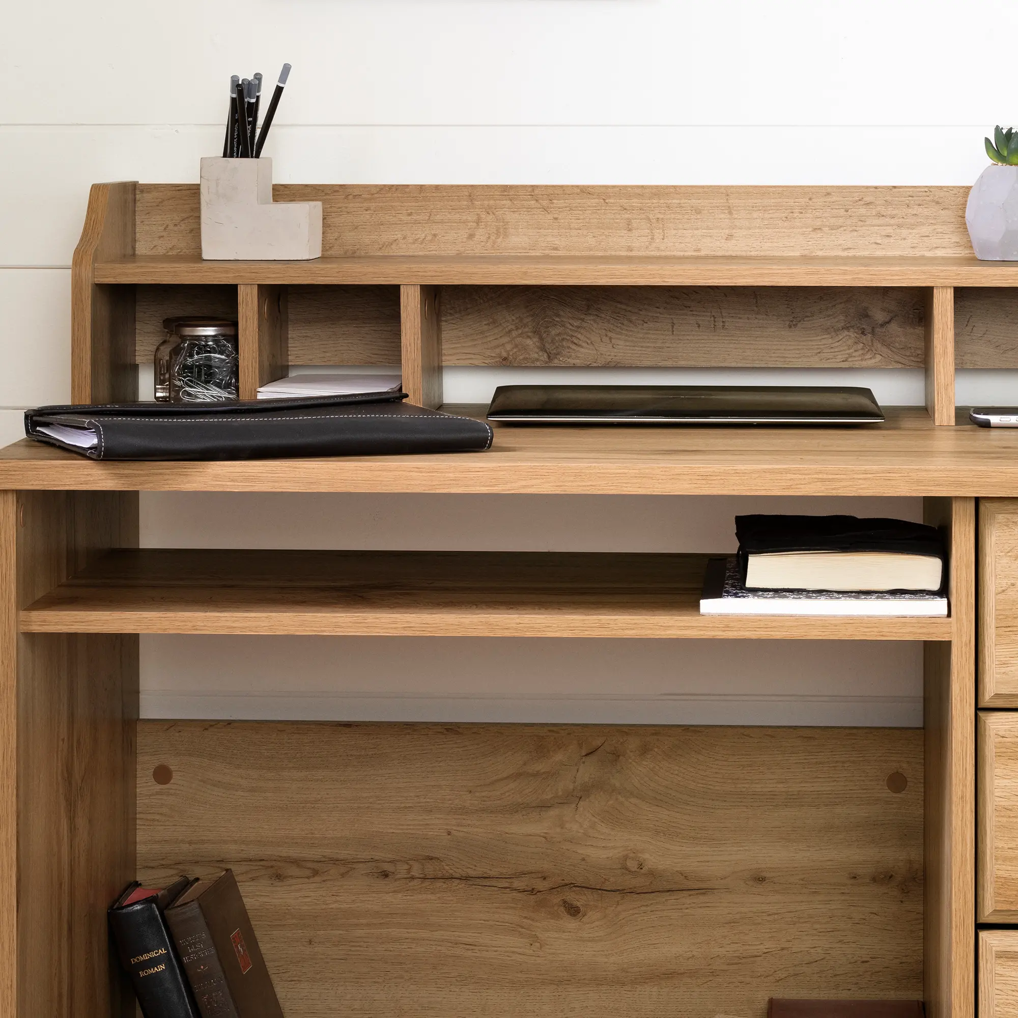 13120 Versa Oak Desk with Hutch-2