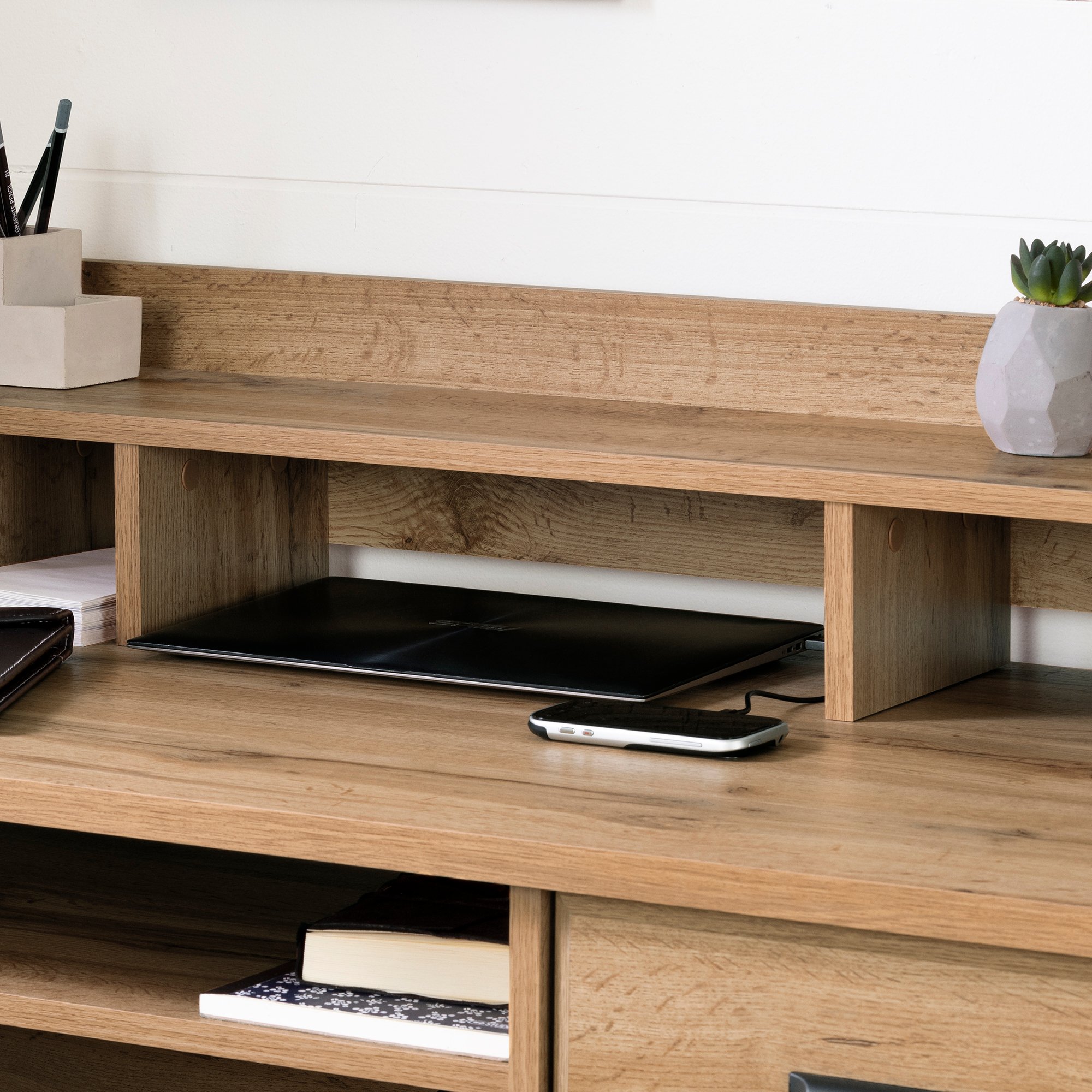 13120 Versa Oak Desk with Hutch-3
