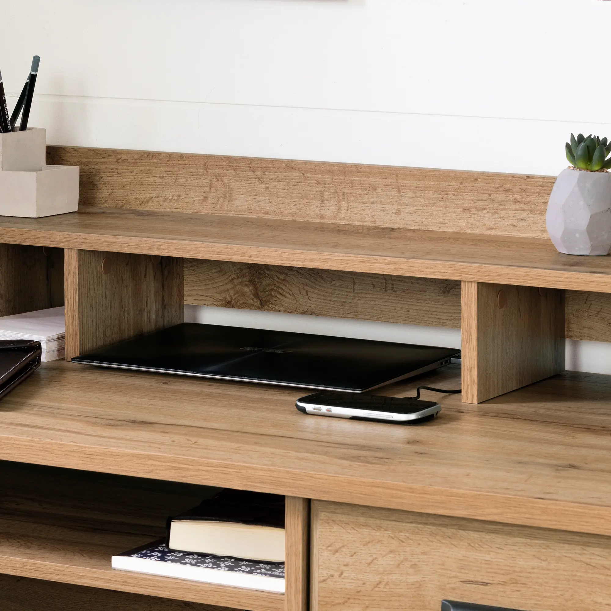13120 Versa Oak Desk with Hutch-3