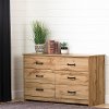 13122 Light Oak 6 Drawer Dresser Double - Tassio
