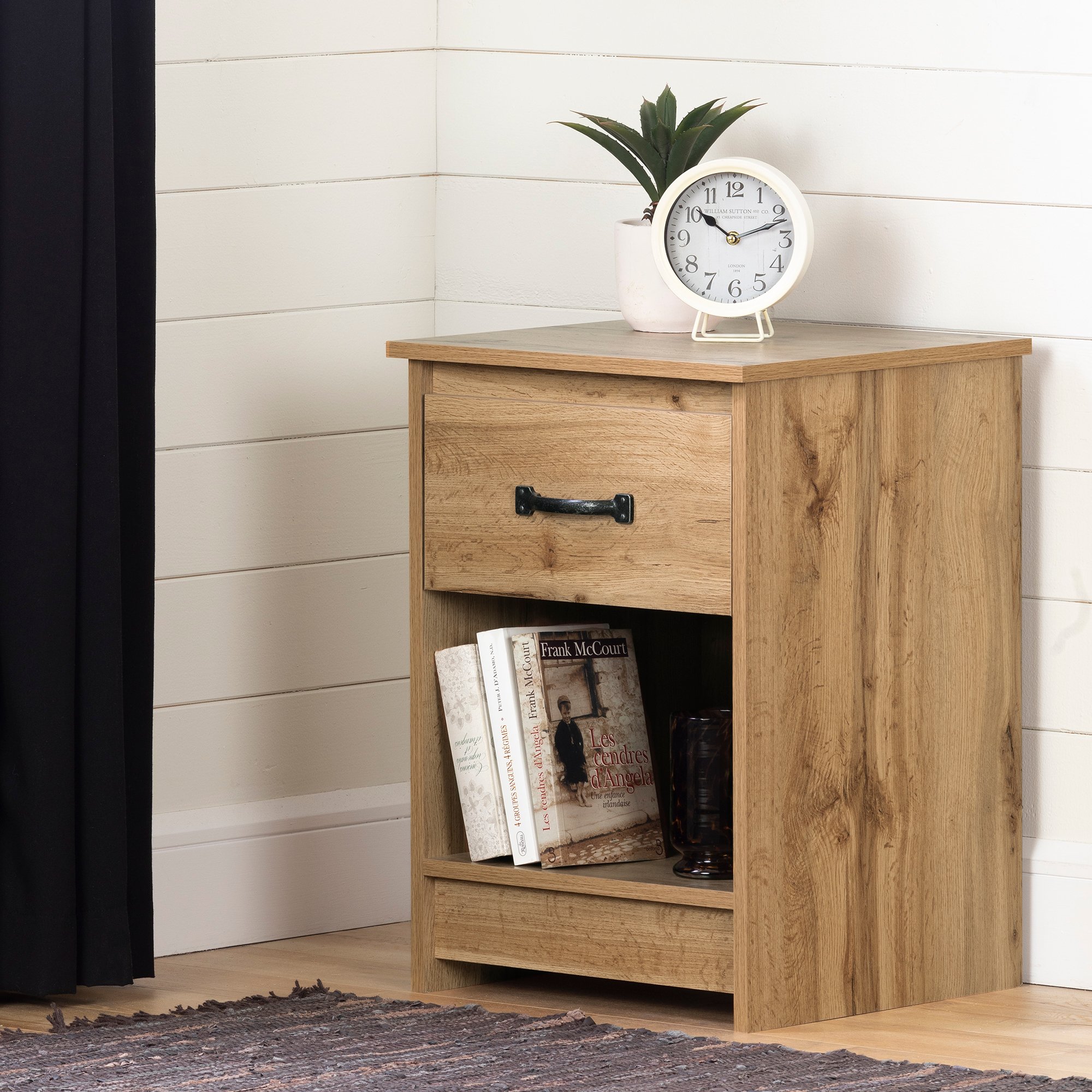 13124 Norkdi Oak 1 Drawer Nightstand- Tassio-1