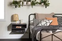 13245 Gray Oak Floating Nightstand- Sazena