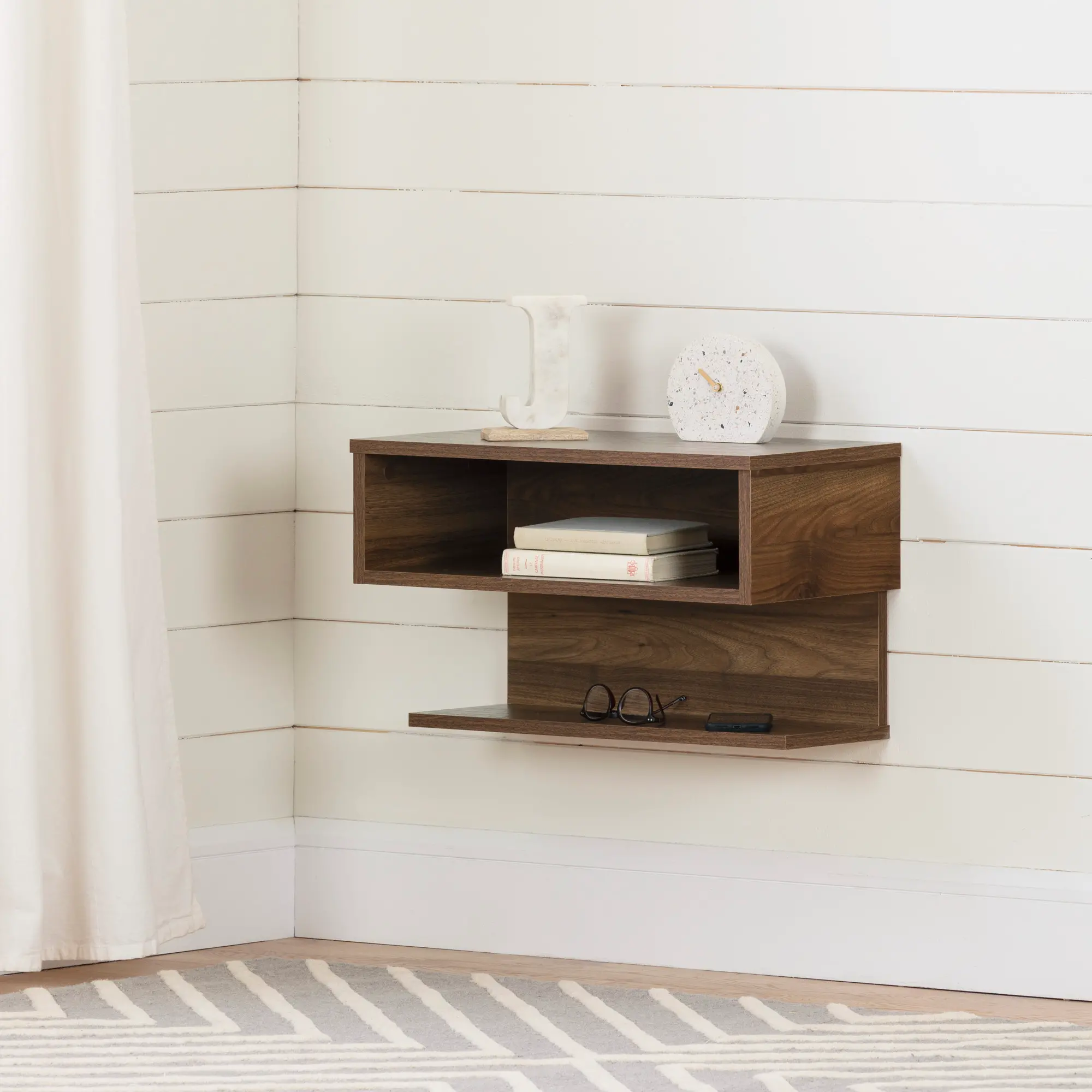 Walnut Floating Nightstand- Sazena-2