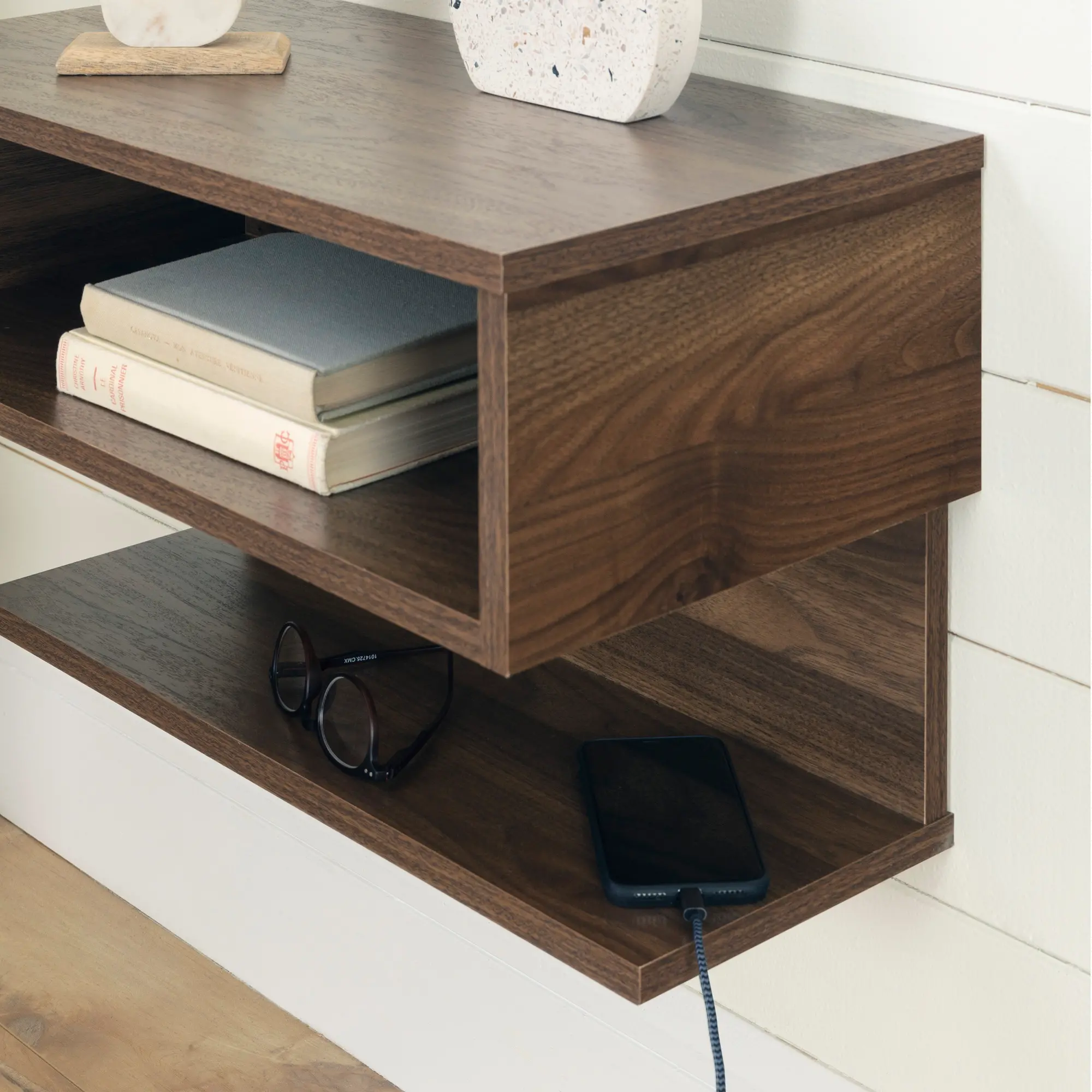 Walnut Floating Nightstand- Sazena-3