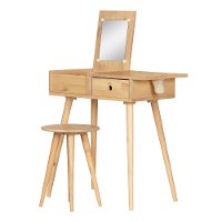13043 Natural Wood Vanity With Table And Stool- Sweedi-7