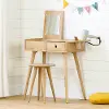 13043 Sweedi Natural Wood Vanity With Table And Stool