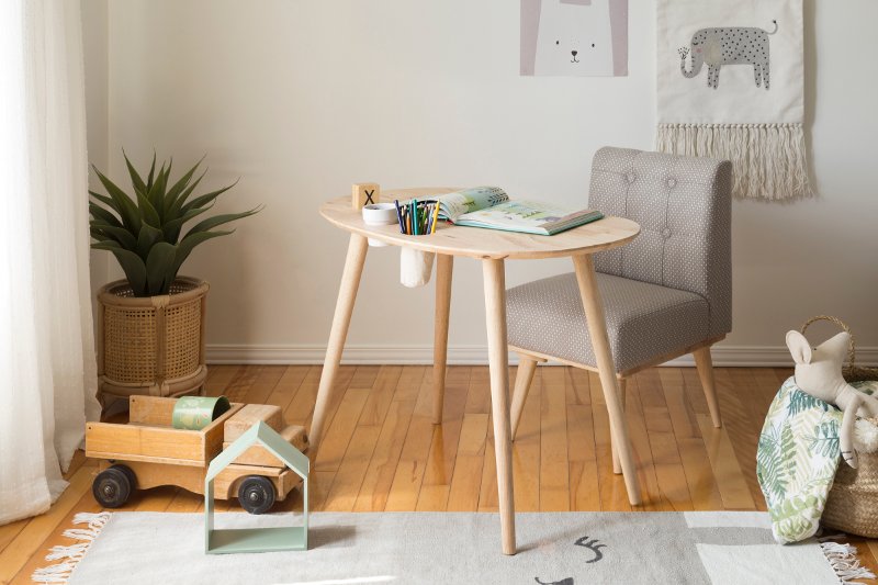Natural Wood And Gray Kids Table And Chair Sweedi Rc Willey Furniture Store