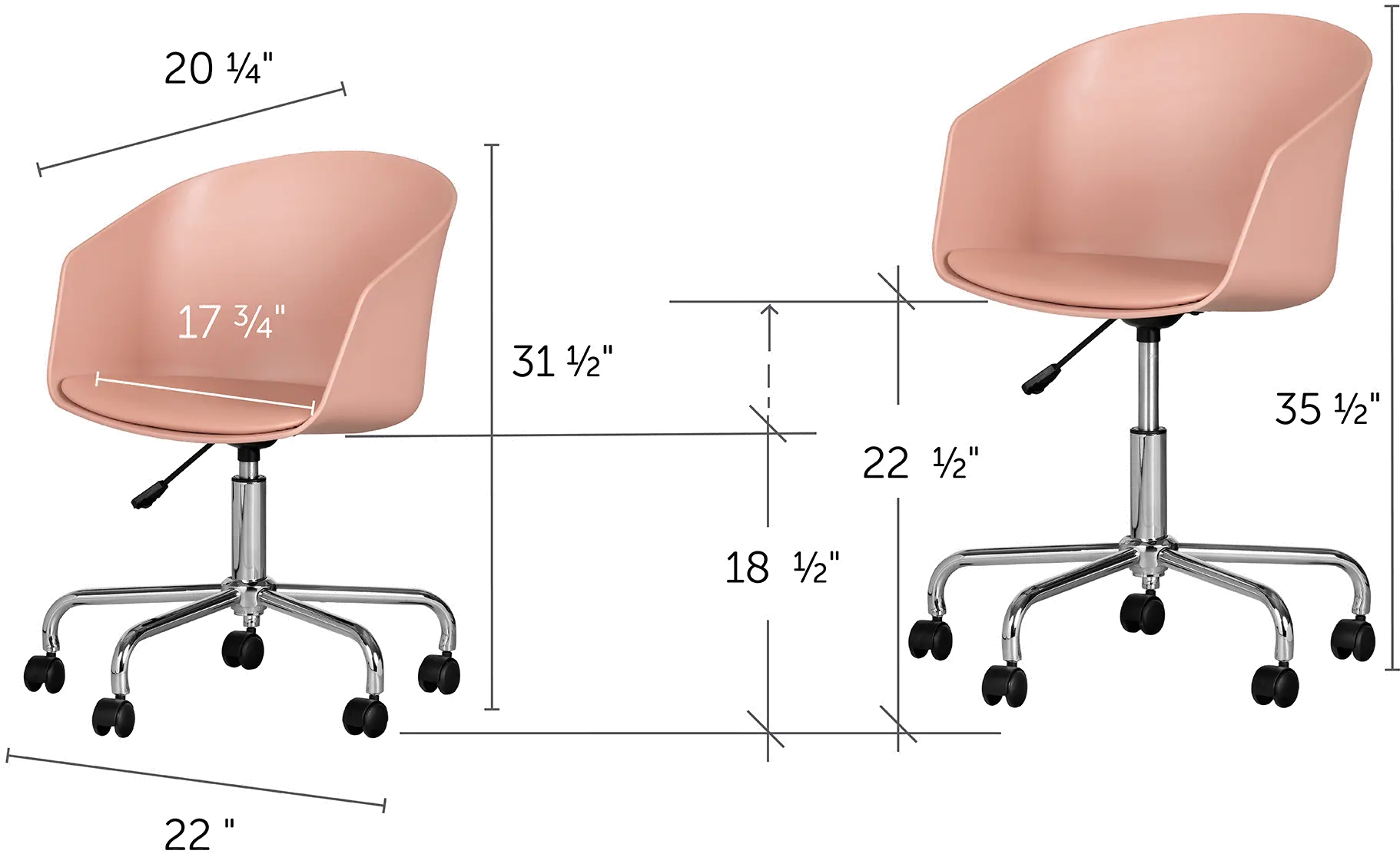 100403 Pink Swivel Office Chair - Flam-7