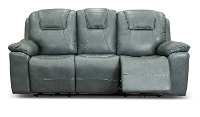 Blue Gray Power Reclining Sofa with Hidden Cup Holders - Chandler-5