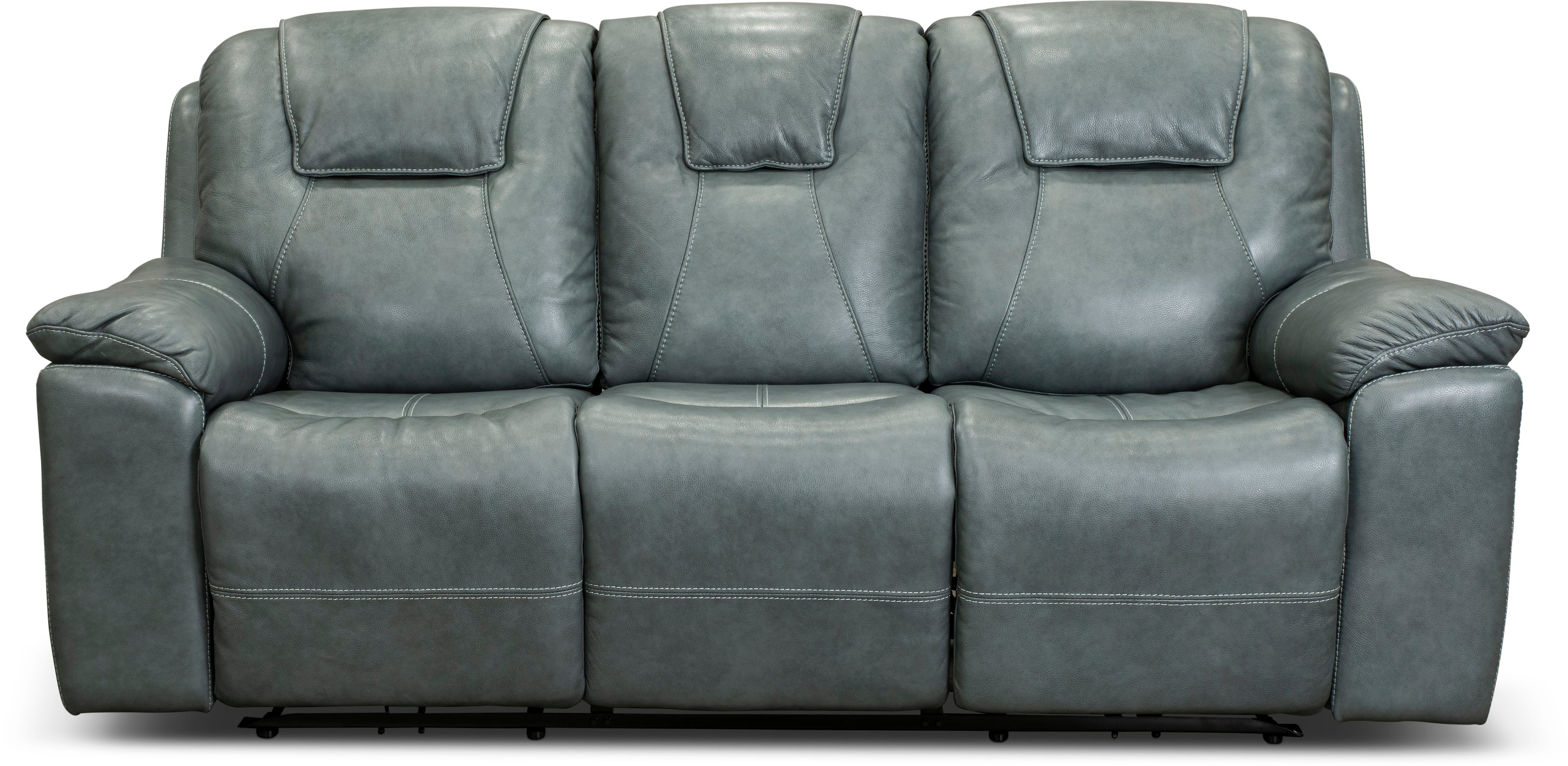 Chandler Blue Gray Power Reclining Sofa with Hidden Cup Holders-1