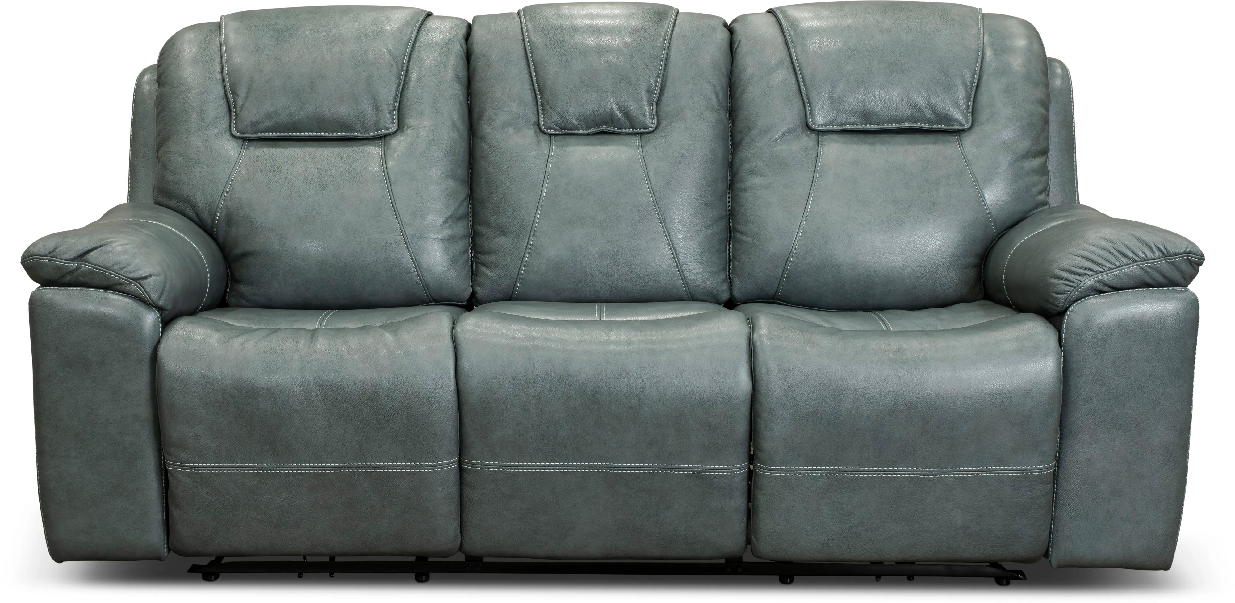 Chandler Blue Gray Power Reclining Sofa with Hidden Cup Holders-1