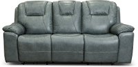 Chandler Blue Gray Power Reclining Sofa with Hidden Cup Holders