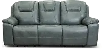Chandler Blue Gray Power Reclining Sofa with Hidden Cup Holders