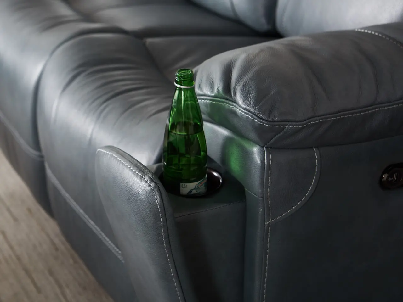 Chandler Blue Gray Power Reclining Sofa with Hidden Cup Holders-3