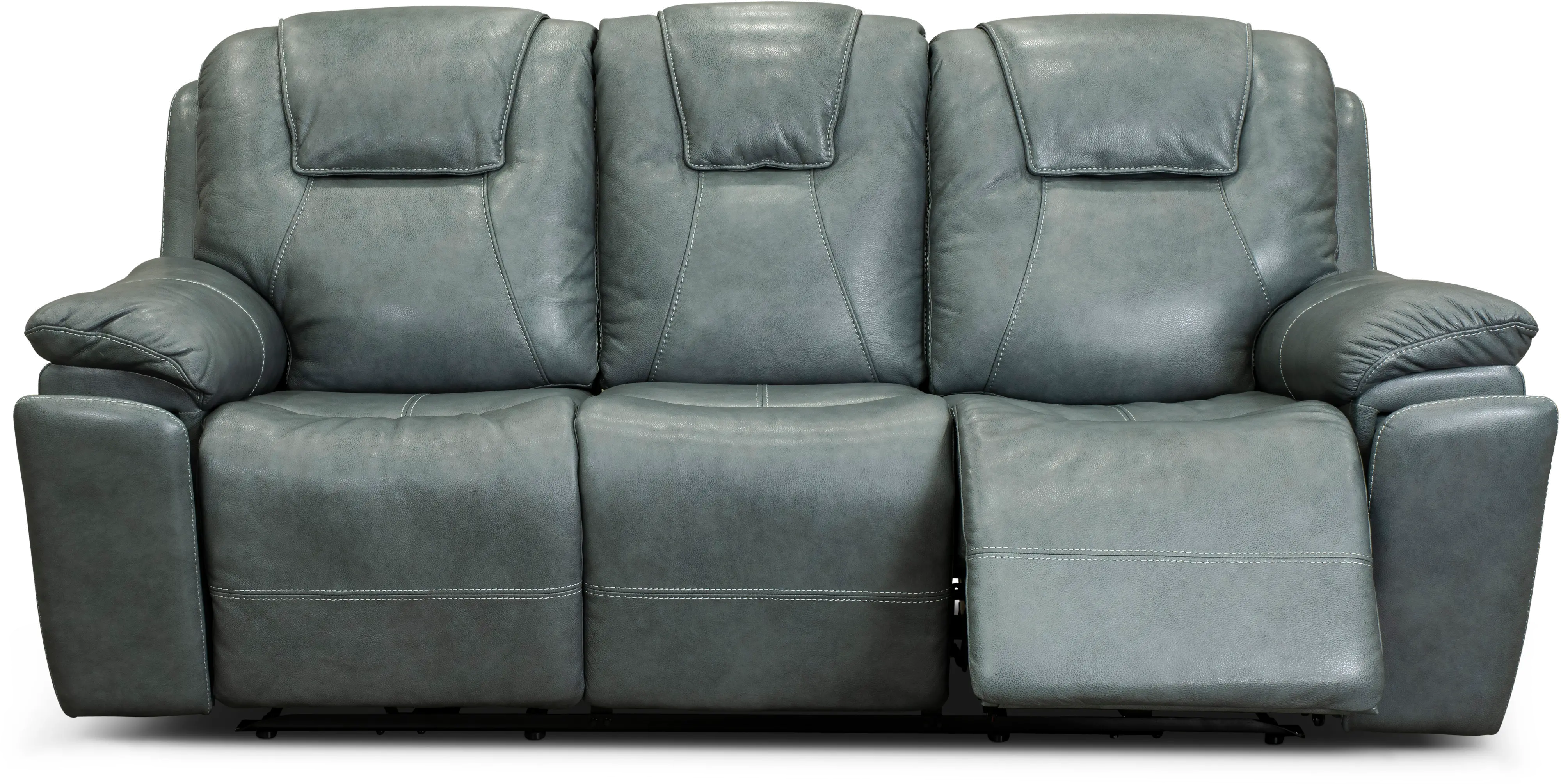 Chandler Blue Gray Power Reclining Sofa with Hidden Cup Holders-4