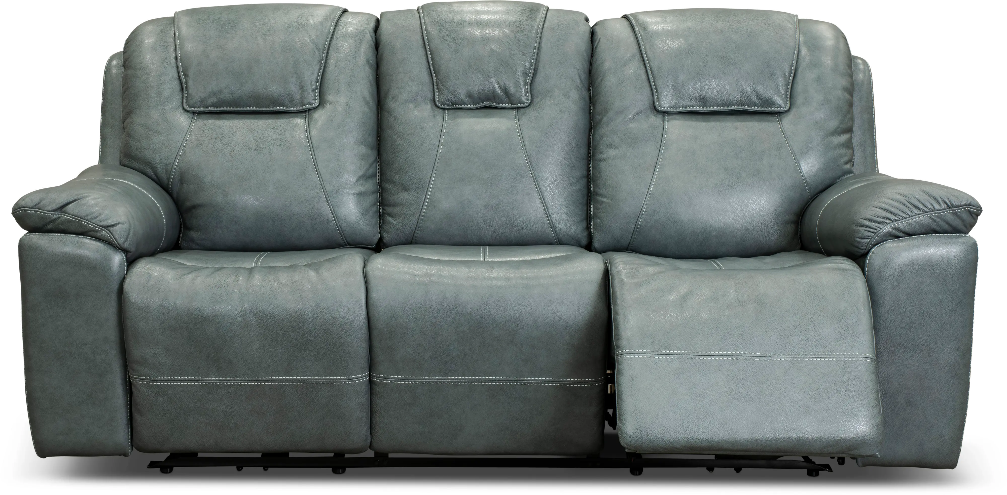 Chandler Blue Gray Power Reclining Sofa with Hidden Cup Holders-5