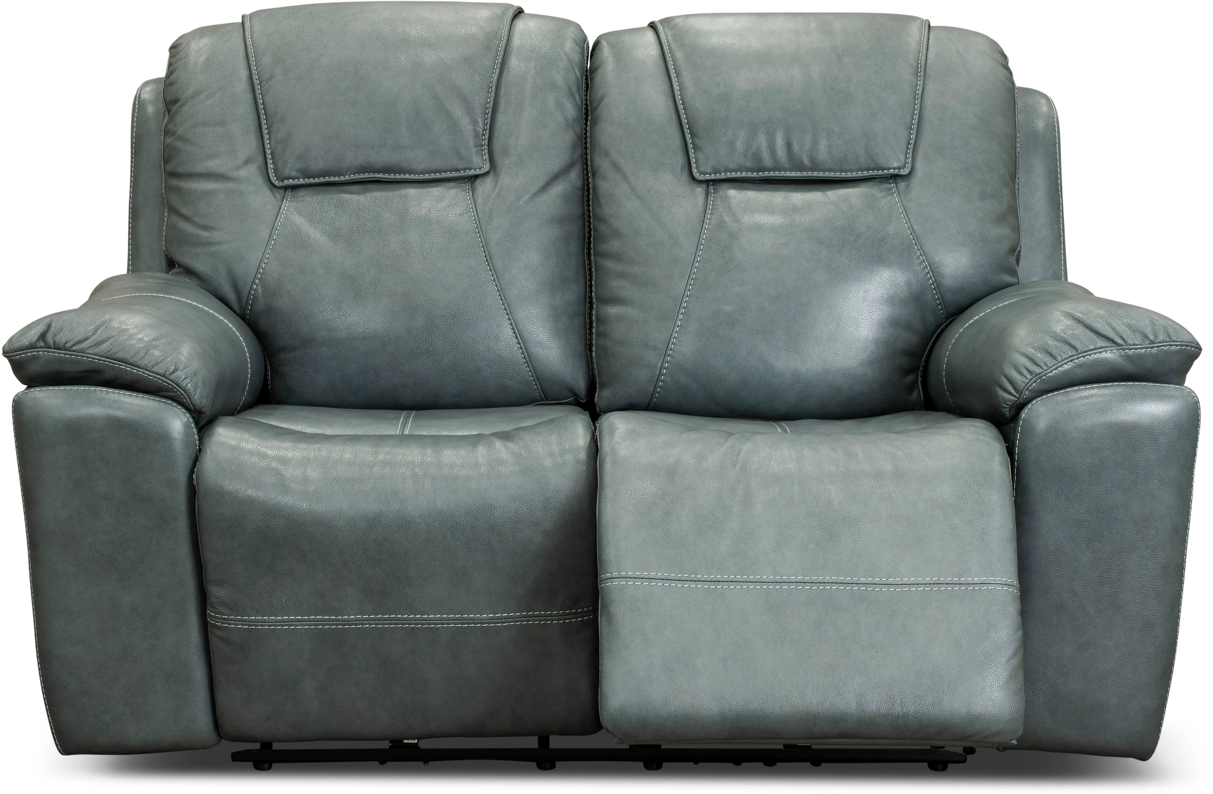 Chandler Blue Gray Power Reclining Love Seat with Hidden Cup Holders-5