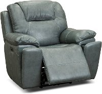 Blue Gray Wall Saver Power Recliner with Hidden Cup Holders - Chandler