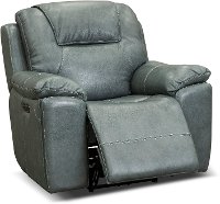 Blue Gray Wall Saver Power Recliner with Hidden Cup Holders - Chandler-2