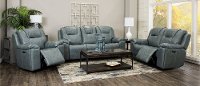 Blue Gray Wall Saver Power Recliner with Hidden Cup Holders - Chandler-3