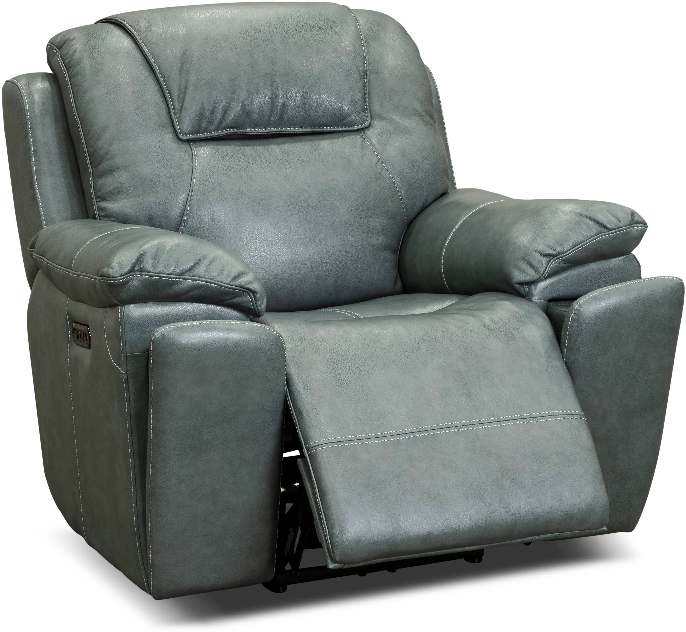 Chandler Blue Gray Wall Saver Power Recliner with Hidden Cup Holders-1