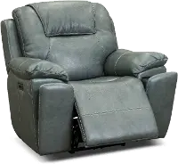 Chandler Blue Gray Wall Saver Power Recliner with Hidden Cup Holders