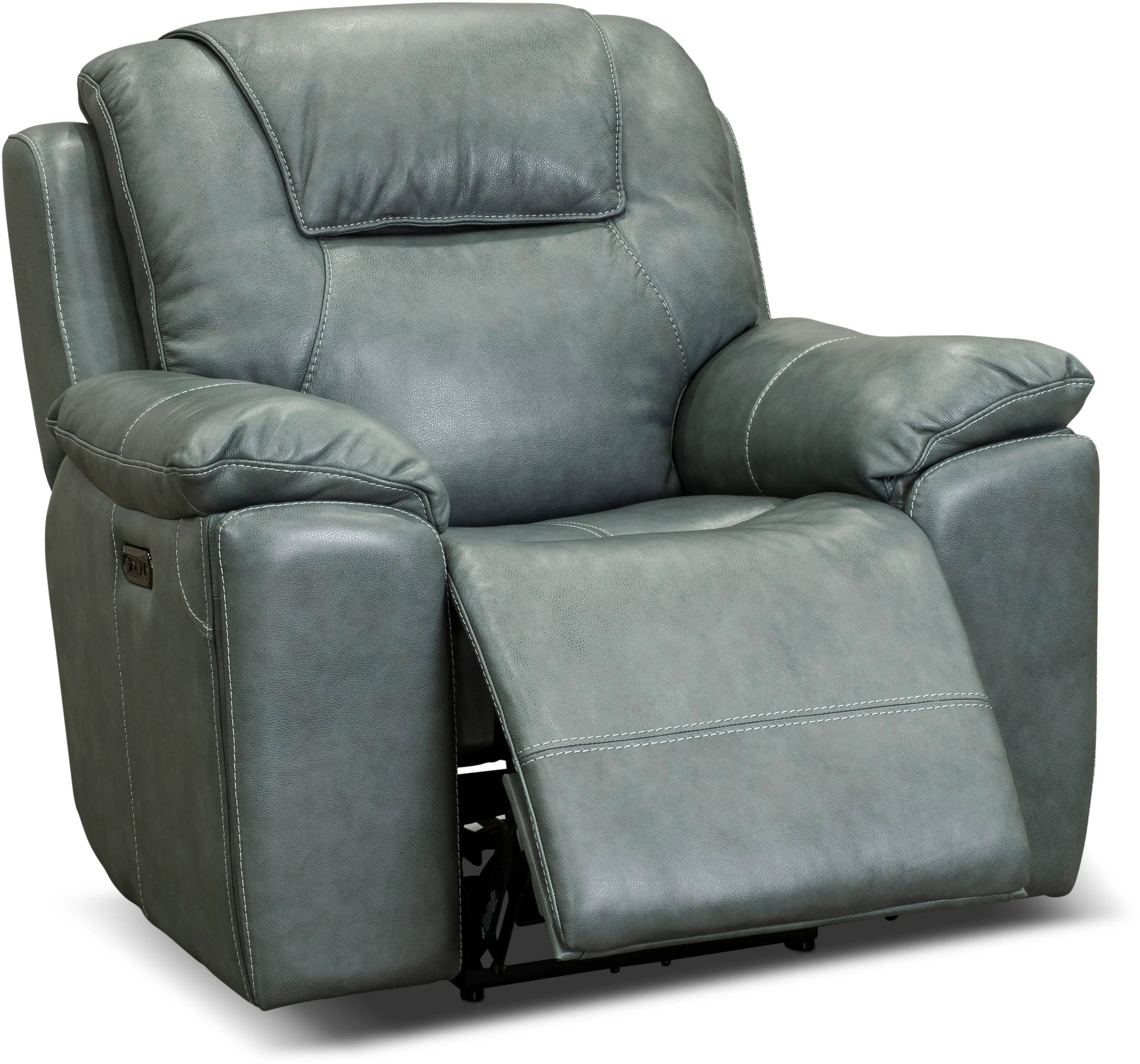 Chandler Blue Gray Wall Saver Power Recliner with Hidden Cup Holders-2