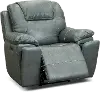 Clearance Chandler Blue Gray Wall Saver Power Recliner with Hidden Cup Holders