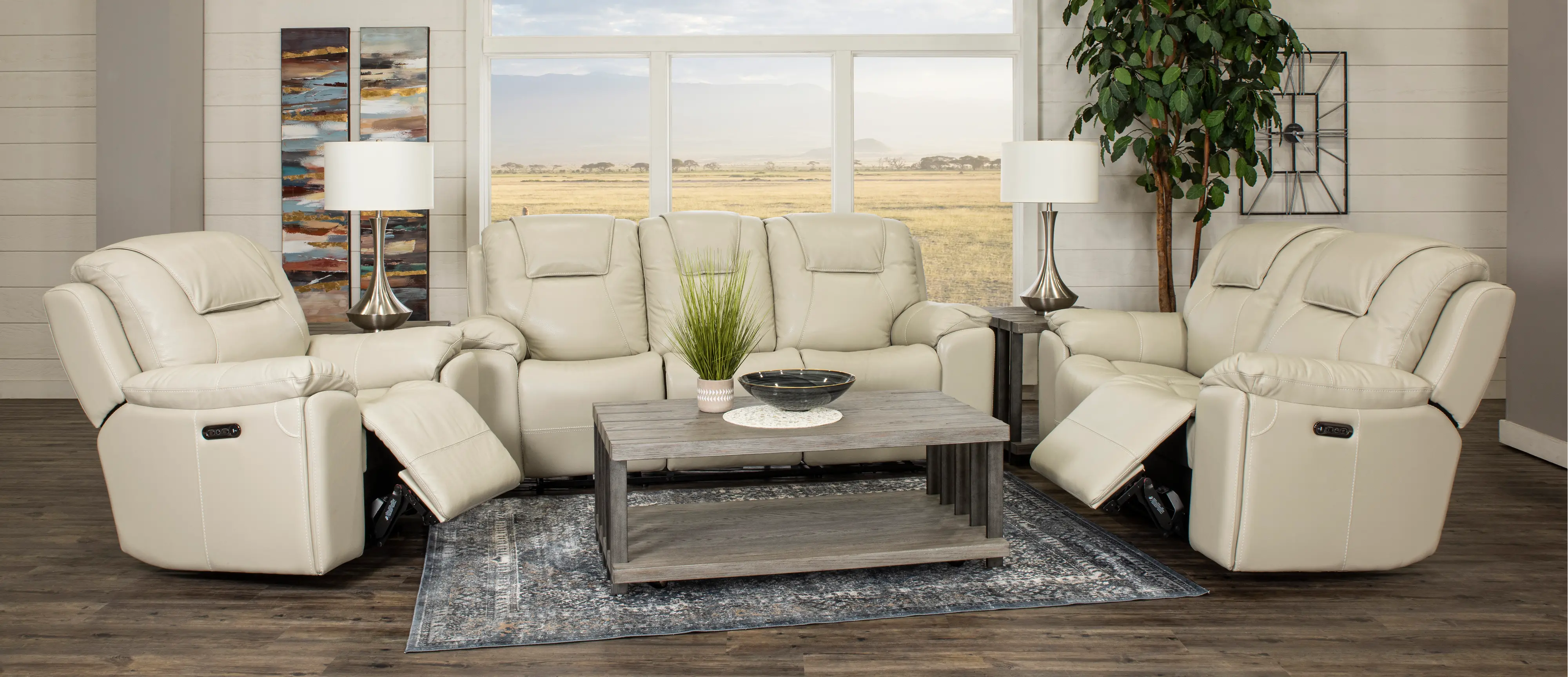 Chandler Linen Wall Saver Power Recliner with Hidden Cup Holders-5