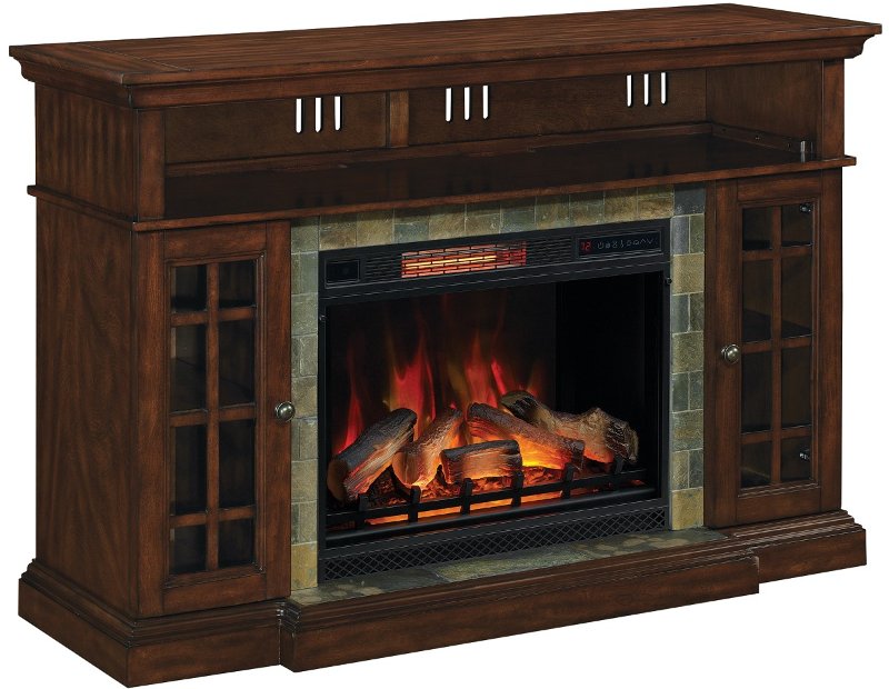 Cherry Brown Fireplace Tv Stand With Slate Inlay Lakeland Rc Willey Furniture Cherry Brown Fireplace Tv Stand With, Dark Cherry Wood Fireplace Tv Stand
