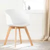 100406 Flam White Chair with Wooden Legs