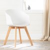 100406 White Chair with Wooden Legs - Flam